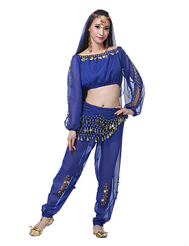 5 Pieces Dancewear Chiffon Indian Belly Dance Costumes For Ladies